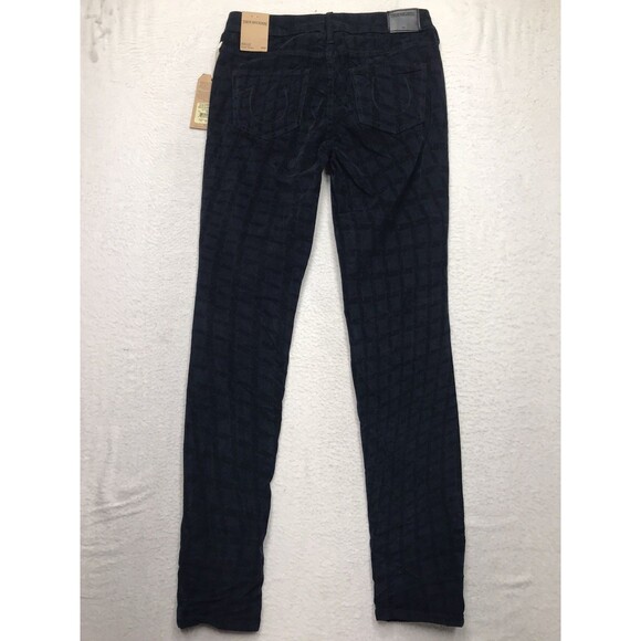 NWT TRUE RELIGION Halle Micro Corduroy Jean Women 28x30 Super Skinny Blue Check - Picture 2 of 16